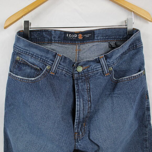 IZOD Men's Blue Denim 5 Pocket Zipper Straight Leg Jeans 32x32 - Picture 2 of 8